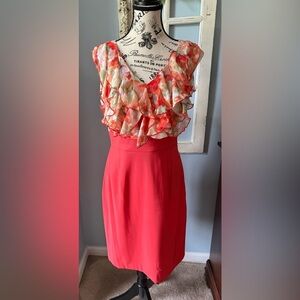 Women’s Connected Apparel Coral Ruffled Sleeveless Sheath Dress Size 6